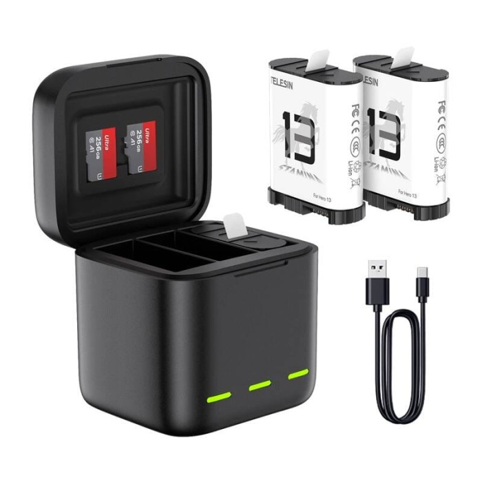 Trójkanałowa ładowarka akumulatorów do GoPro Hero 13 Black Telesin (S0-BCG-10-TGP)