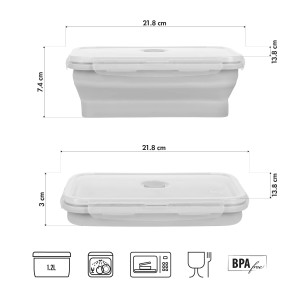 POJEMNIK / LUNCH BOX SKŁADANY SZARY 1200ML NILS CAMP NC4105
