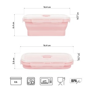 POJEMNIK / LUNCH BOX SKŁADANY RÓŻOWY 500ML NILS CAMP NC4105