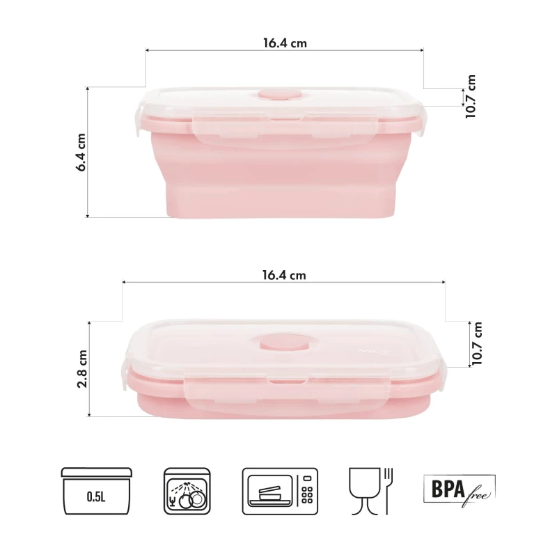 POJEMNIK / LUNCH BOX SKŁADANY RÓŻOWY 500ML NILS CAMP NC4105