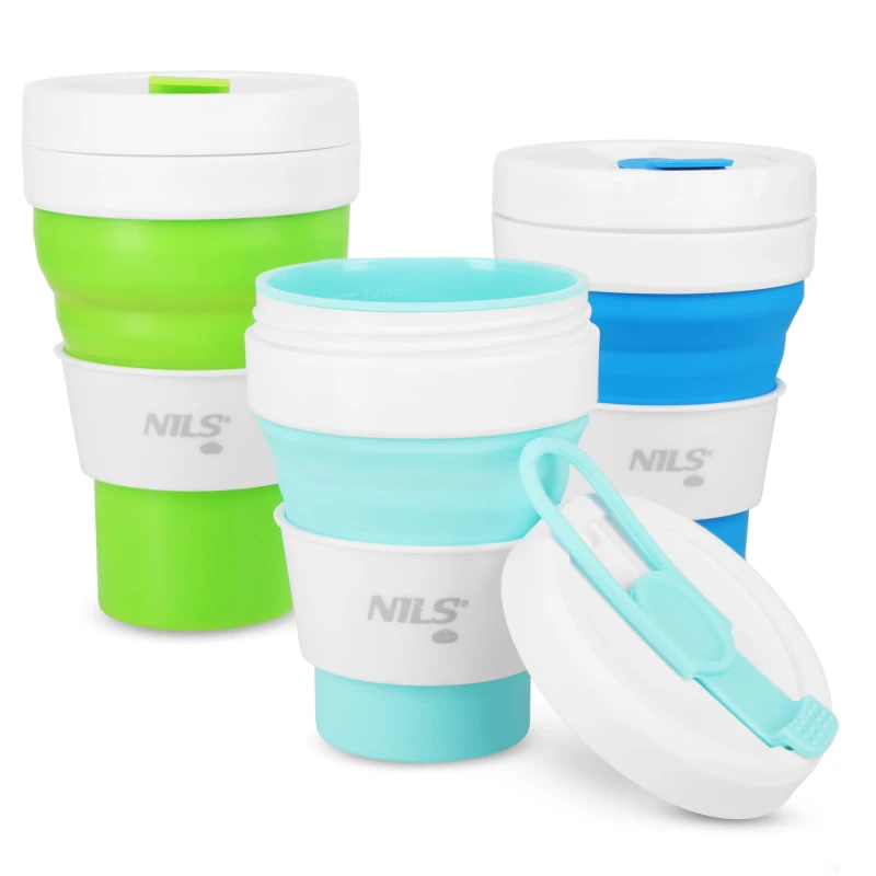 KUBEK SILIKONOWY SKŁADANY 600ML JASNO ZIELONY NILS CAMP NC4103