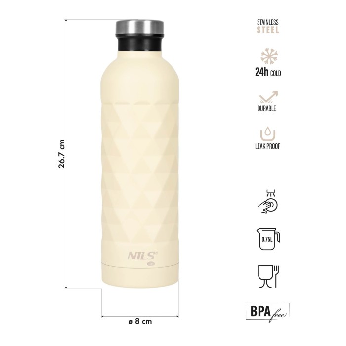 BUTELKA TURYSTYCZNA 750ML BEŻOWA NILS CAMP NC3805
