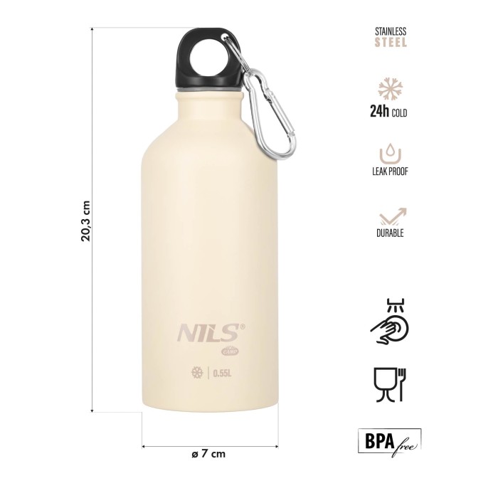 BUTELKA TURYSTYCZNA 550ML BEŻOWA NILS CAMP NC3801