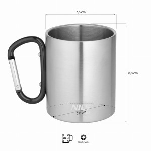 KUBEK KEMPINGOWY Z KARABIŃCZYKIEM 300 ML STAL NIERDZEWNA CZARNY NILS CAMP NC17110