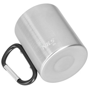 KUBEK KEMPINGOWY Z KARABIŃCZYKIEM 300 ML STAL NIERDZEWNA CZARNY NILS CAMP NC17110