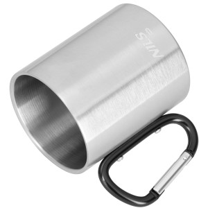 KUBEK KEMPINGOWY Z KARABIŃCZYKIEM 300 ML STAL NIERDZEWNA CZARNY NILS CAMP NC17110