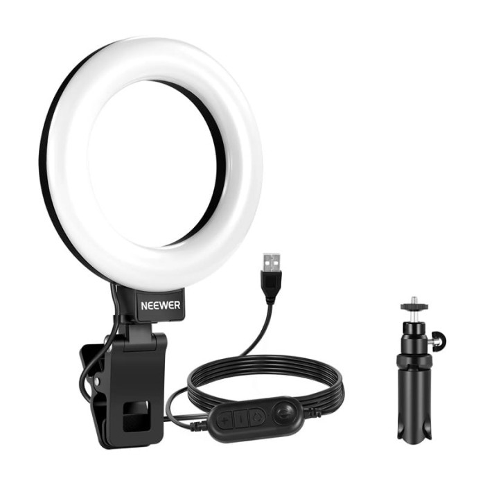 Lampa pierścieniowa na klips 5” / statyw biurkowy Neewer BR60