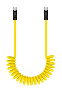 Kabel Newell USB-C - USB-C 100 W, 1,5 m, silikonowy, spiralny, żółto-czarny
