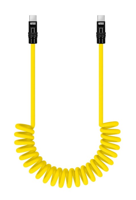 Kabel Newell USB-C - USB-C 100 W, 1,5 m, silikonowy, spiralny, żółto-czarny_02_HD.jpg