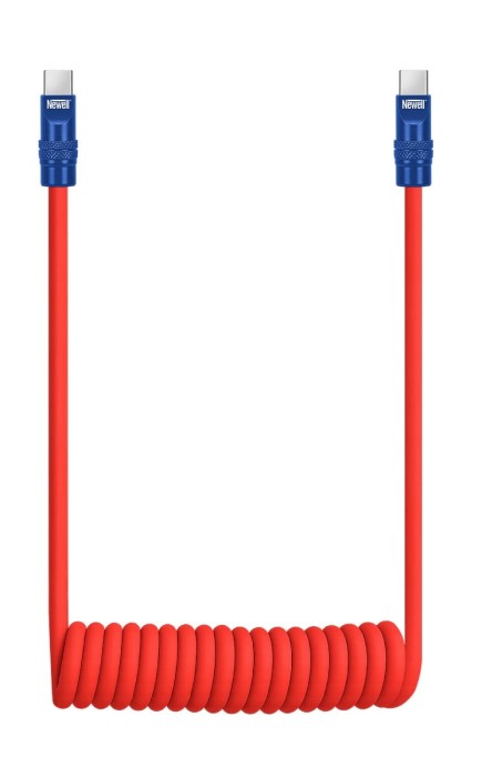 Kabel Newell USB-C - USB-C 100 W, 1,5 m, silikonowy, spiralny, czerwono-granatowy_01_HD.jpg