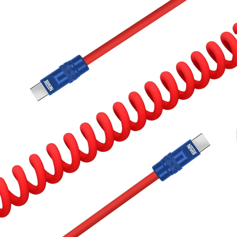 Kabel Newell USB-C - USB-C 100 W, 1,5 m, silikonowy, spiralny, czerwono-granatowy_03_HD.jpg