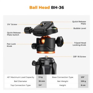 Statyw K&F Concept S255A3 z głowicą kulową BH-36 i uchwytem na telefon_05_HD.jpg