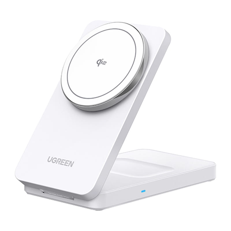 Magnetyczna ładowarka bezprzewodowa 2w1 UGREEN W706, MagSafe W706, 15W (biała)