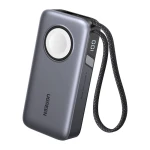Powerbank 10000mAh Ugreen PB527, 30W, wbudowany kabel USB-C oraz ładowarka magnetyczna do Apple Watch (szary)