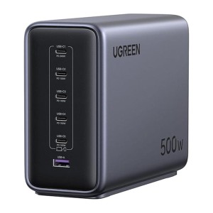 Ładowarka sieciowa Ugreen Nexode X759, 500W, GaN, 5x USB-C + USB (szara)