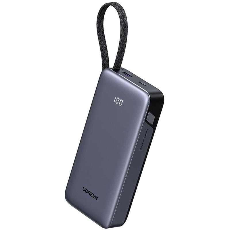Powerbank 20000mAh Ugreen PB536, 45W, USB + USB-C, wbudowany kabel (szary)