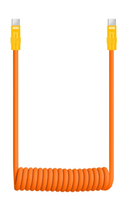 Kabel Newell USB-C - USB-C 100 W, 1,5 m, silikonowy, spiralny, pomarańczowo-żółty_01_HD.jpg