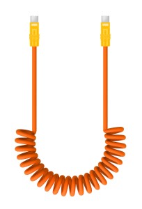 Kabel Newell USB-C - USB-C 100 W, 1,5 m, silikonowy, spiralny, pomarańczowo-żółty