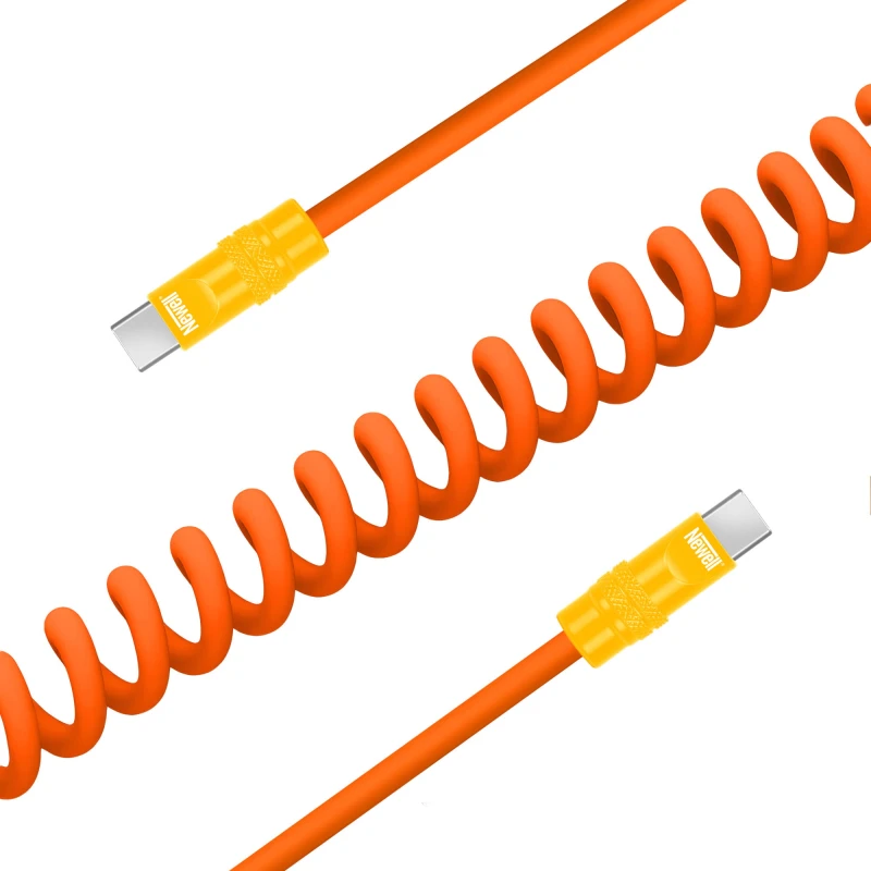 Kabel Newell USB-C - USB-C 100 W, 1,5 m, silikonowy, spiralny, pomarańczowo-żółty_03_HD.jpg