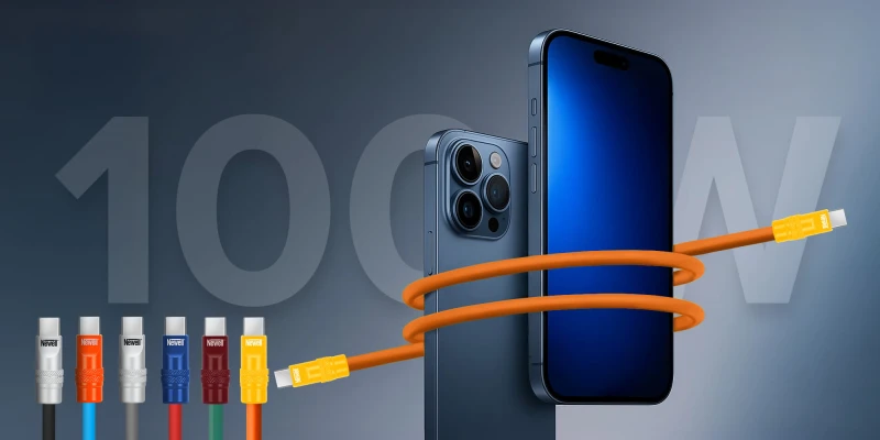 Grafika - Kabel Newell USB-C - USB-C 100 W, 2 m, silikonowy, pomarańczowo-żółty_03.jpg