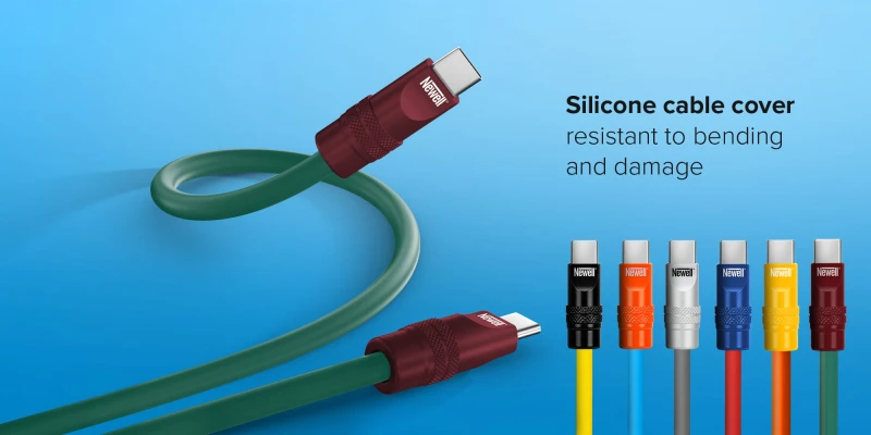 Grafika - Kabel Newell USB-C - USB-C 100 W, 1,5 m, silikonowy, spiralny, zielono-bordowy_04.jpg
