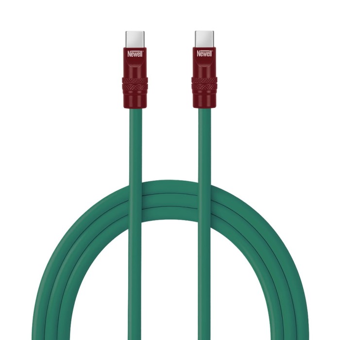 Kabel Newell USB-C - USB-C 100 W, 2 m, silikonowy, zielono-bordowy_02_HD.jpg