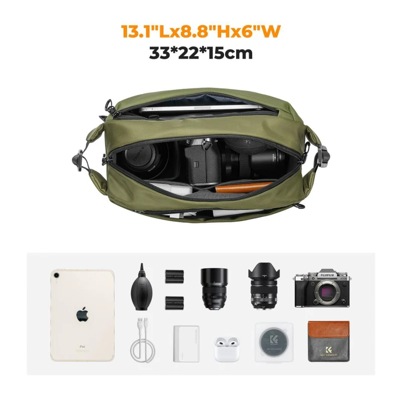 Torba fotograficzna K&F Concept Alpha Sling Bag 10 l - zielona_02_HD.jpg