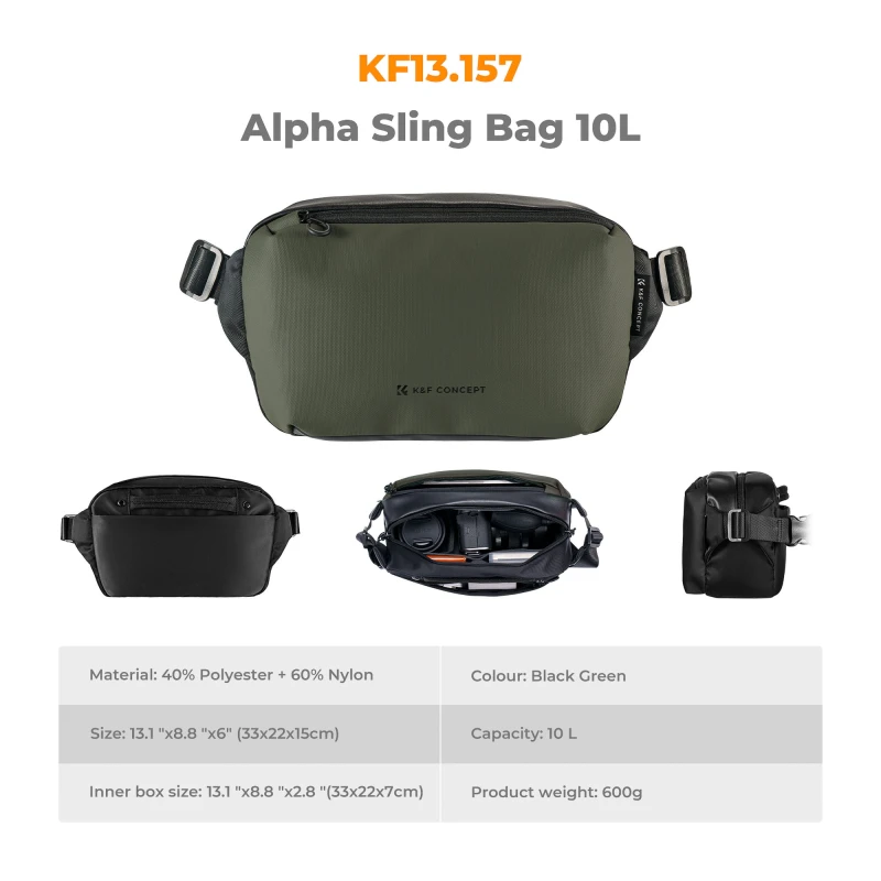 Torba fotograficzna K&F Concept Alpha Sling Bag 10 l - ciemnozielona_11_HD.jpg