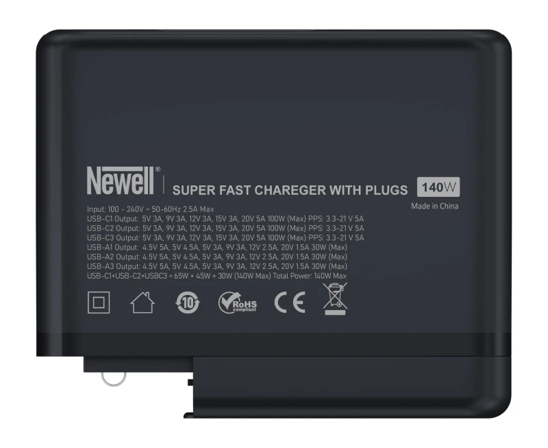 Ładowarka sieciowa z zestawem adapterów Newell GaN Tech T-power 140 W_05_HD.jpg