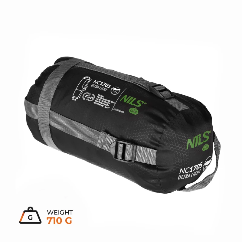 ŚPIWÓR NILS CAMP ULTRA LIGHT CZARNO-ZIELONY NC1705