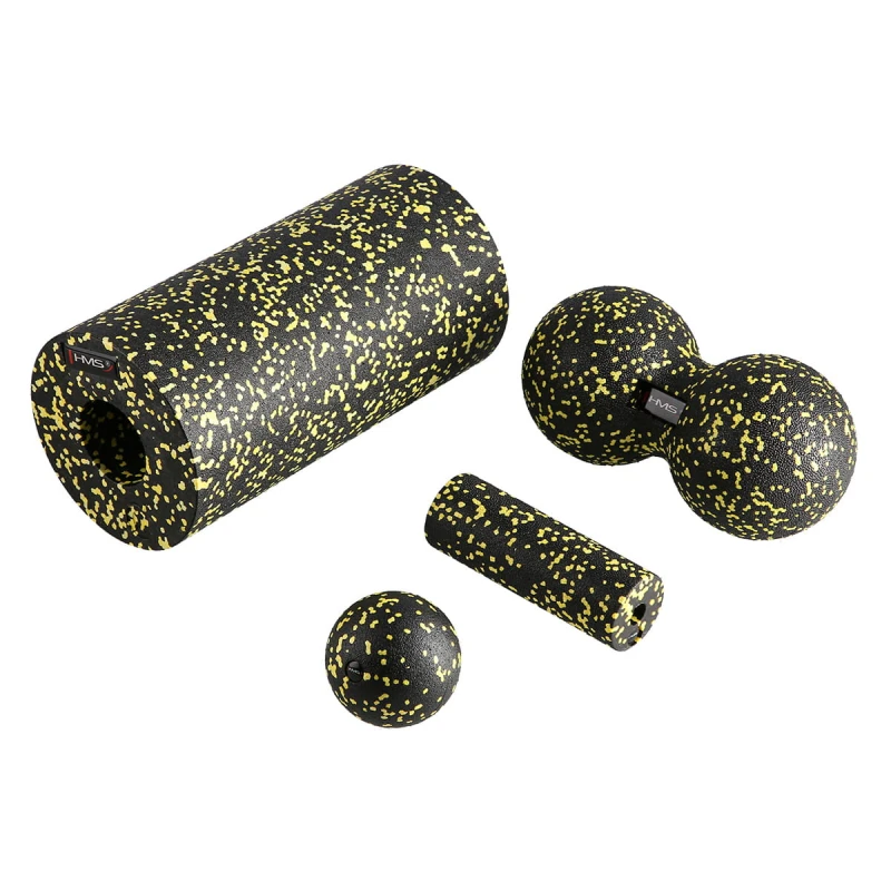 ZESTAW DO MASAŻU WAŁKI / PIŁKI (4 szt) HMS FSBM04 BLACK-YELLOW SET