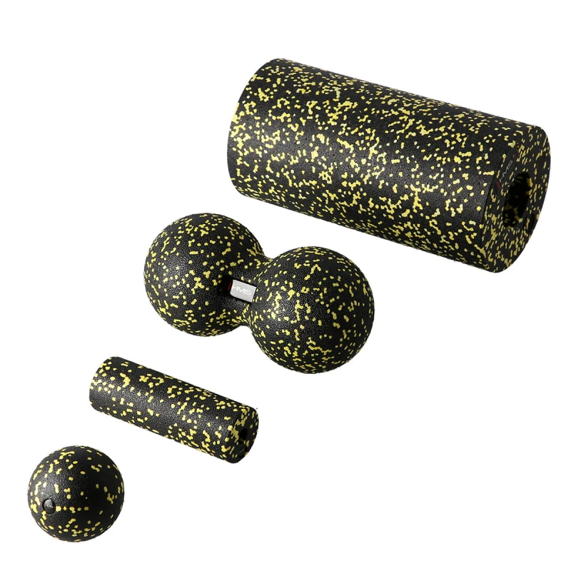ZESTAW DO MASAŻU WAŁKI / PIŁKI (4 szt) HMS FSBM04 BLACK-YELLOW SET