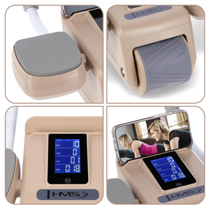 AUTOMATYCZNE KOŁO DO ĆWICZEŃ MIĘŚNI BRZUCHA Z WYŚWIETLACZEM LCD I ŁADOWANIEM HMS KA08 BROWN ABS