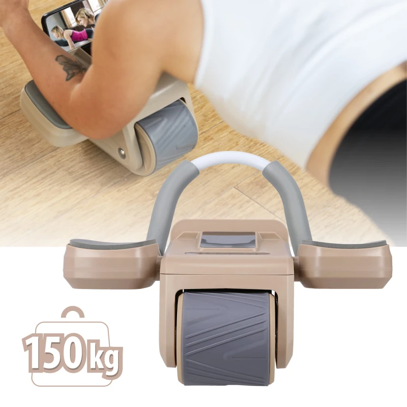 AUTOMATYCZNE KOŁO DO ĆWICZEŃ MIĘŚNI BRZUCHA Z WYŚWIETLACZEM LCD I ŁADOWANIEM HMS KA08 BROWN ABS