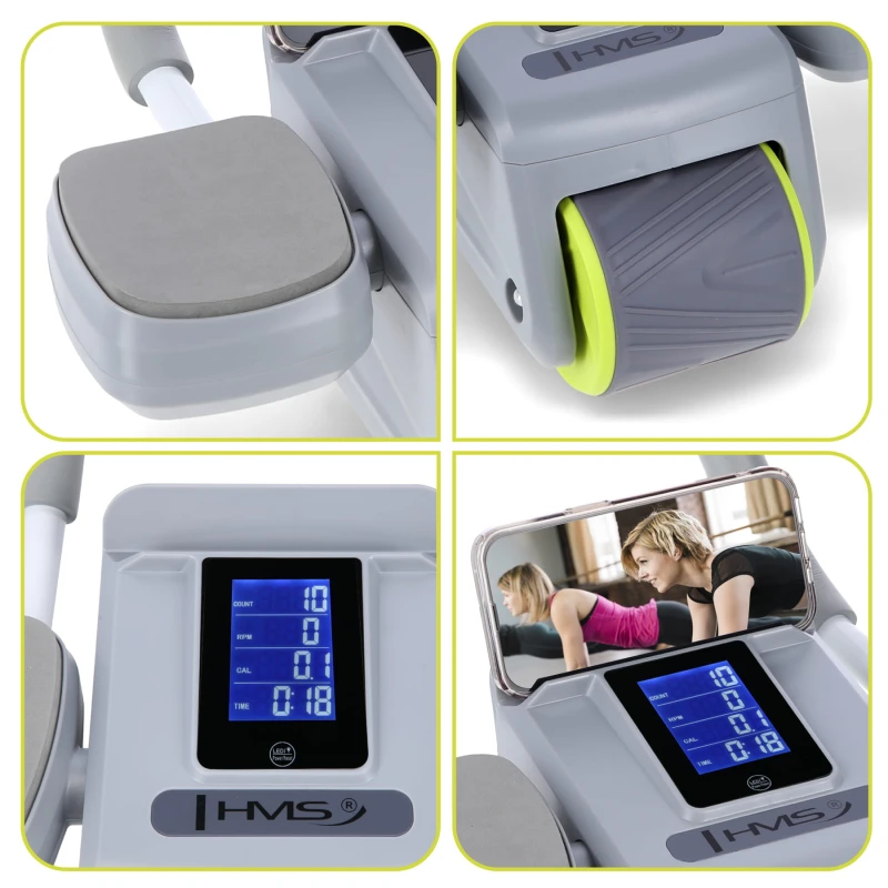 AUTOMATYCZNE KOŁO DO ĆWICZEŃ MIĘŚNI BRZUCHA Z WYŚWIETLACZEM LCD I ŁADOWANIEM HMS KA08 GRAY ABS