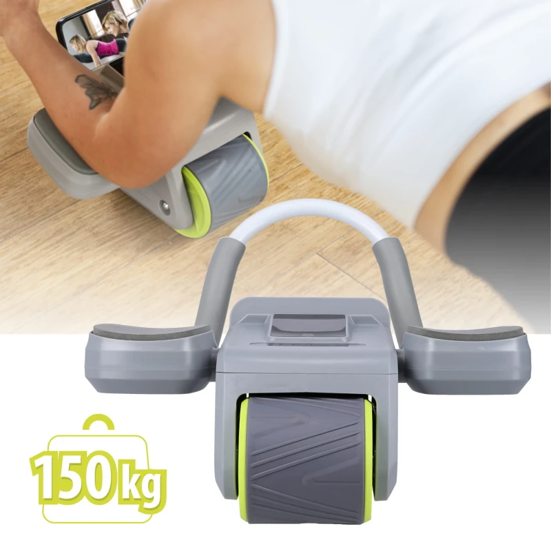 AUTOMATYCZNE KOŁO DO ĆWICZEŃ MIĘŚNI BRZUCHA Z WYŚWIETLACZEM LCD I ŁADOWANIEM HMS KA08 GRAY ABS