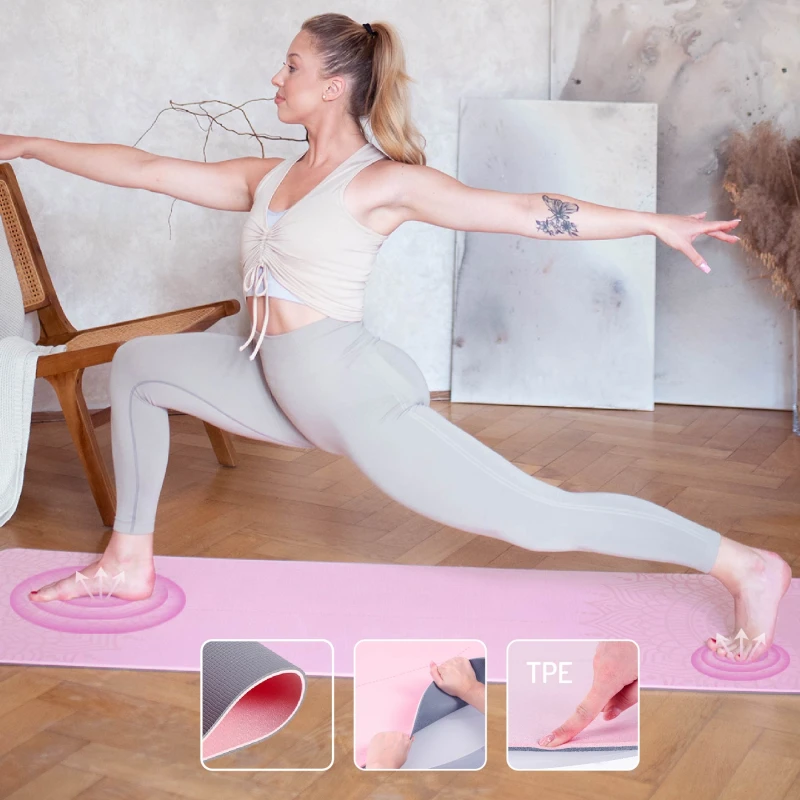 ZESTAW DO JOGI HMS MATA TPE LIGHT PINK YM10 + KOSTKA GRAY KJ02 + PASEK SJ02