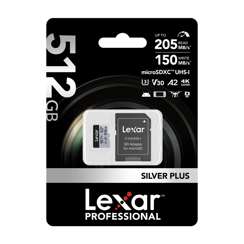 Karta pamięci Lexar High-Performance Silver Plus microSDXC 512GB + adapter
