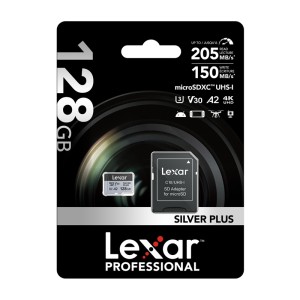 Karta pamięci Lexar High-Performance Silver Plus microSDXC 128GB + adapter