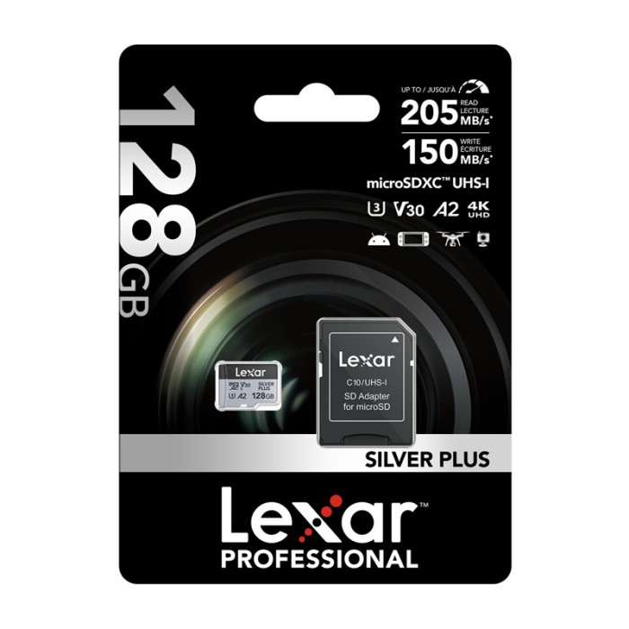 Karta pamięci Lexar High-Performance Silver Plus microSDXC 128GB + adapter