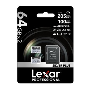 Karta pamięci Lexar High-Performance Silver Plus microSDXC 64GB + adapter