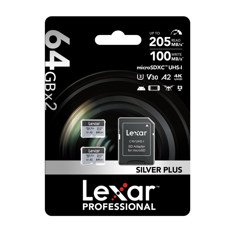Karta pamięci Lexar High-Performance Silver Plus microSDXC 64GB + adapter
