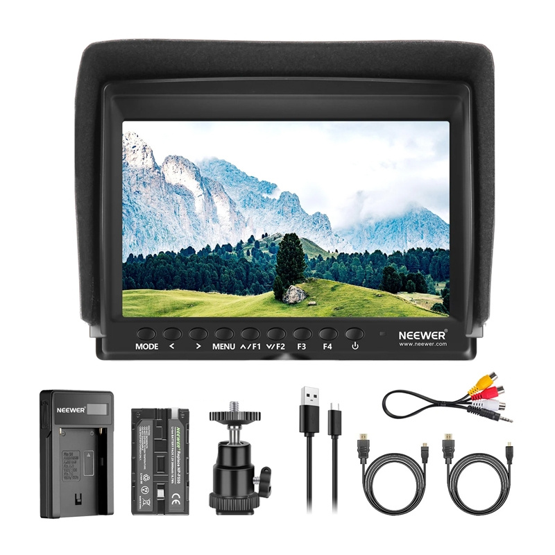 Zestaw monitor podglądowy + ładowarka USB + bateria NEEWER F100