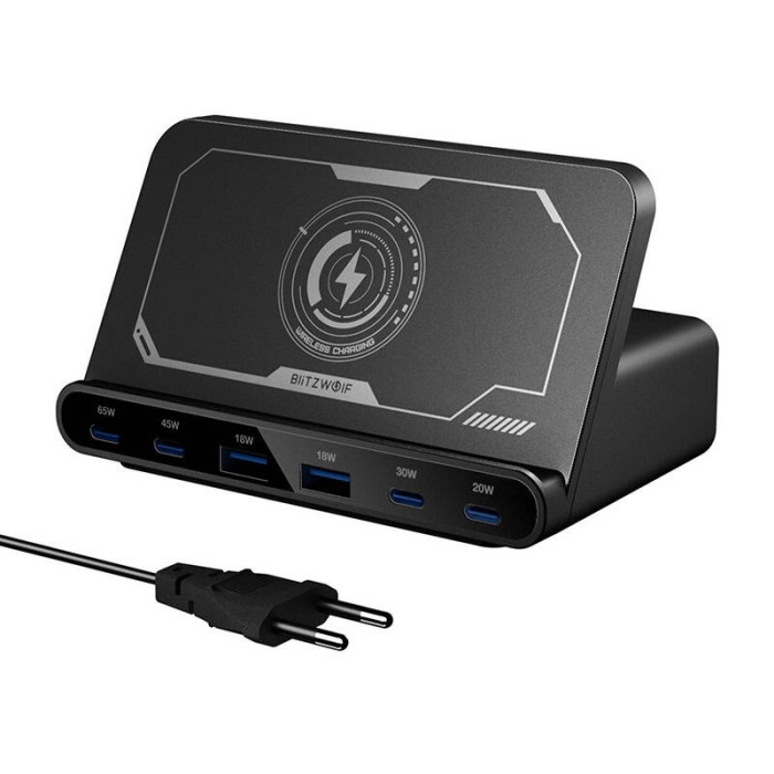 Ładowarka sieciowa BLITZWOLF BW-S27 160W 4xUSB-C 2xUSB-A Qi 15W (czarna)