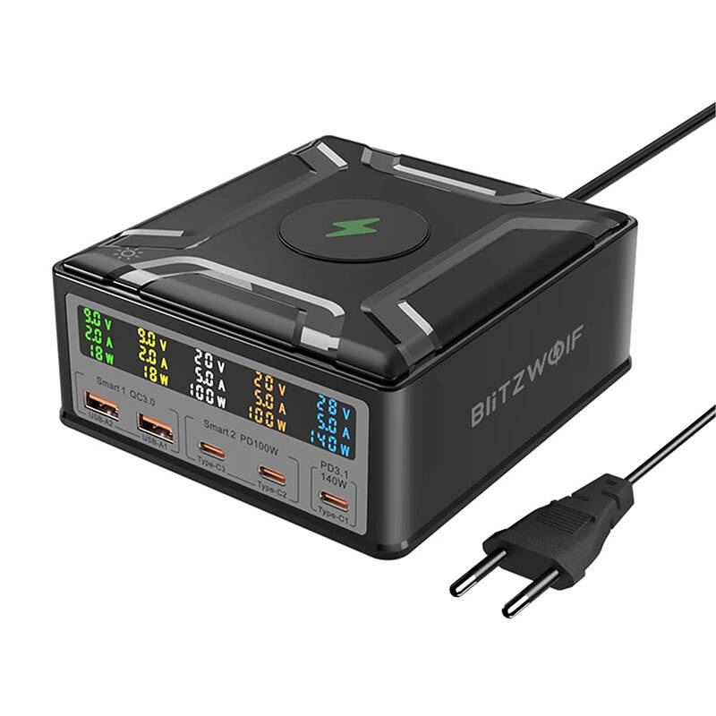 Ładowarka sieciowa BLITZWOLF BW-S28 260W + Qi 15W (czarna)