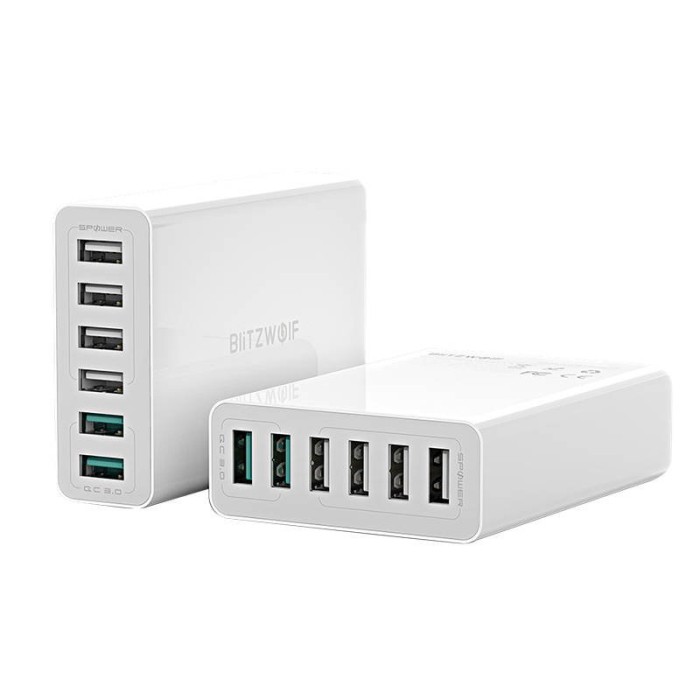 Ładowarka sieciowa BLITZWOLF BW-S15 60W 6xUSB-A (biała)