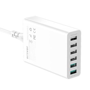 Ładowarka sieciowa BLITZWOLF BW-S15 60W 6xUSB-A (biała)