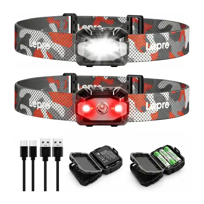 Latarka czołowa LEPRO 320023 300 lm USB-C 10 trybów – 2 szt.
